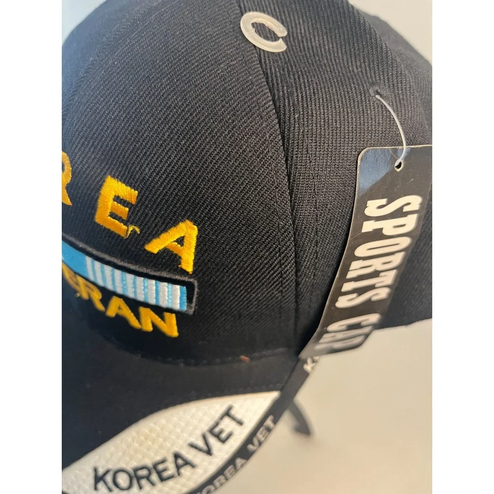 Korea Korean Vet Veteran Ribbon Black Adjustable‎ Embroidered Cap Hat